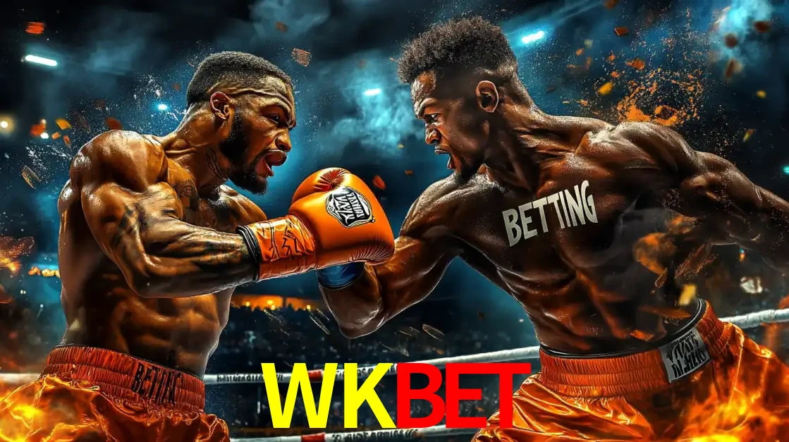 Dois boxeadores em uma luta intensa e explosiva, representando a adrenalina e as oportunidades de apostas em esportes de combate disponíveis na plataforma WKBET.