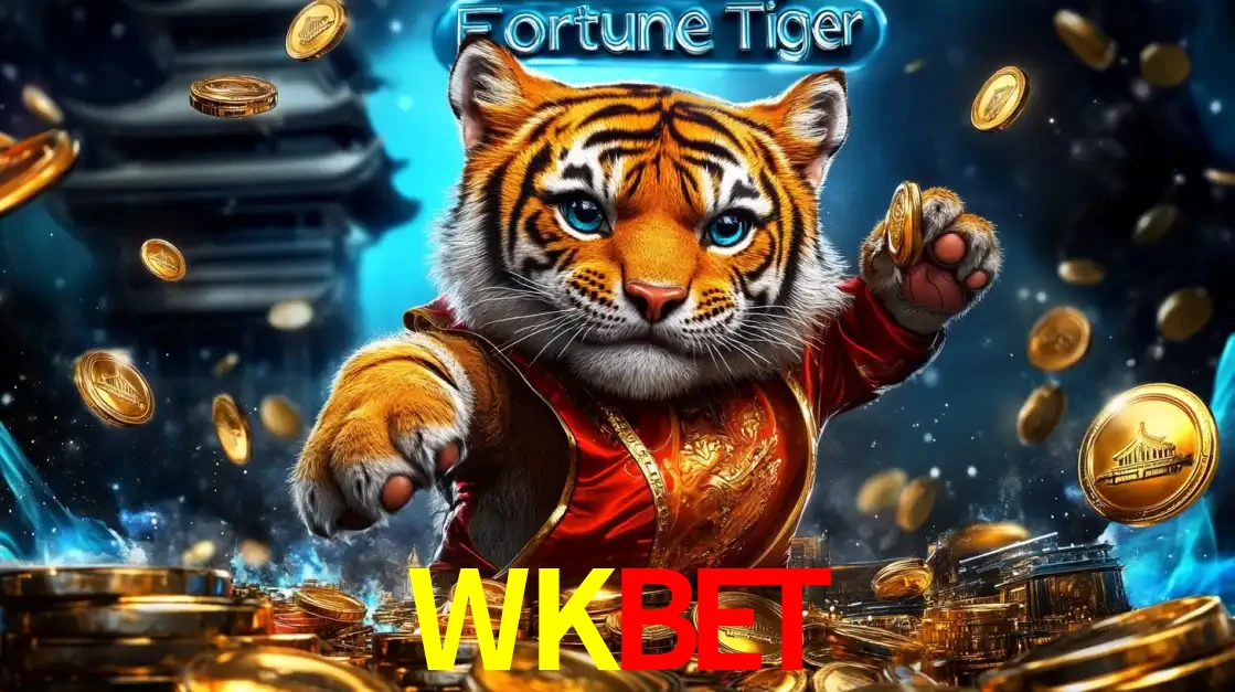 Imagem promocional do jogo de slot Fortune Tiger, com um tigre majestoso em traje tradicional cercado por uma fortuna em moedas de ouro, disponível agora no cassino WKBET.